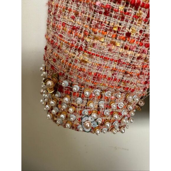 Chico’s Embellished Tweed Jacket Size 1 (M) Multi Color – Statement Pearl Collar - Picture 2 of 7